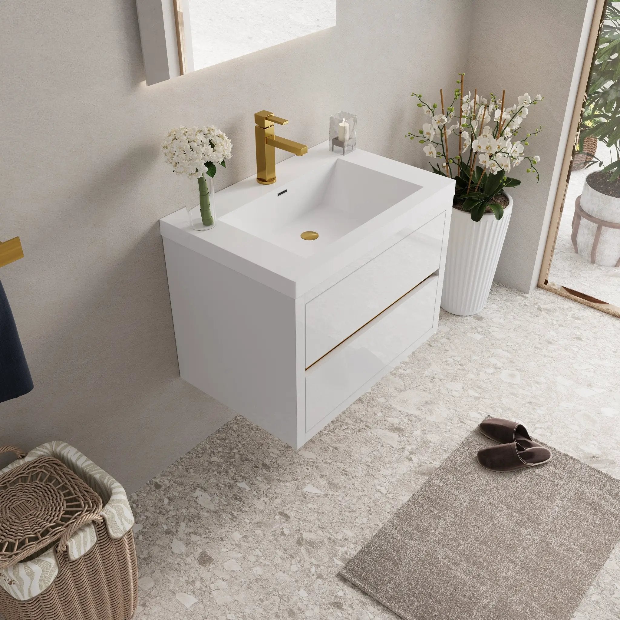 30" Wall-Mounted Bathroom Vanity with Sink by HouseOfZazla