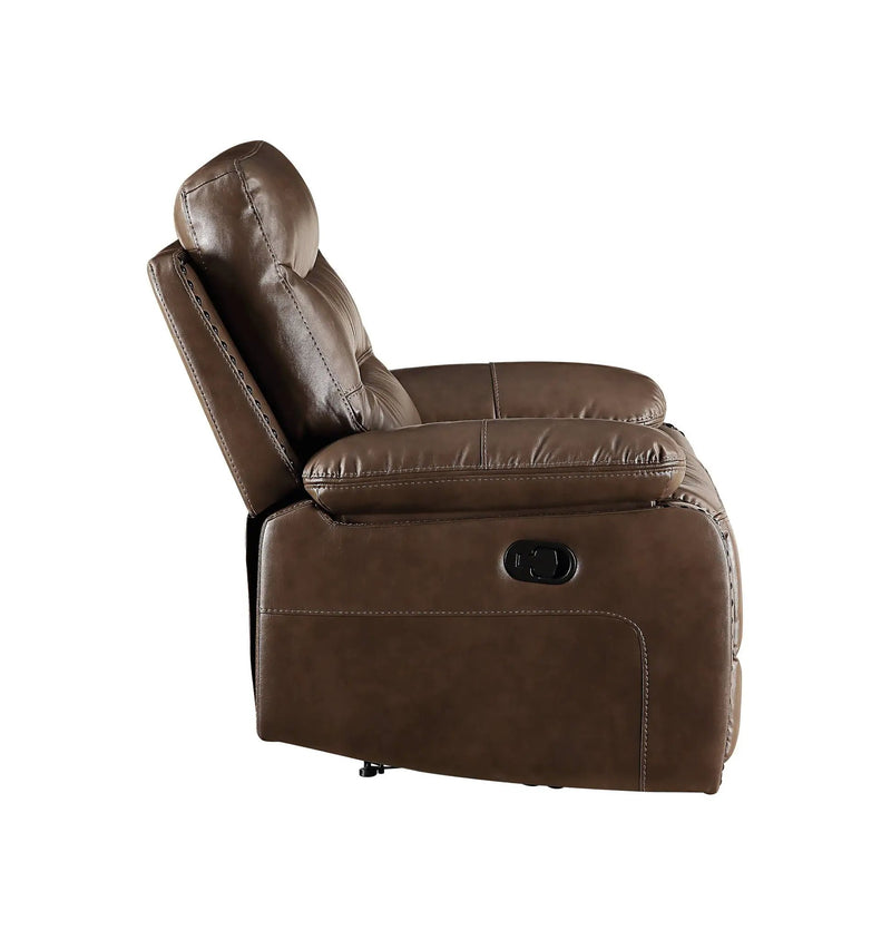 Aashi Leather Gel Match Recliner Loveseat - Brown by HouseOfZazla