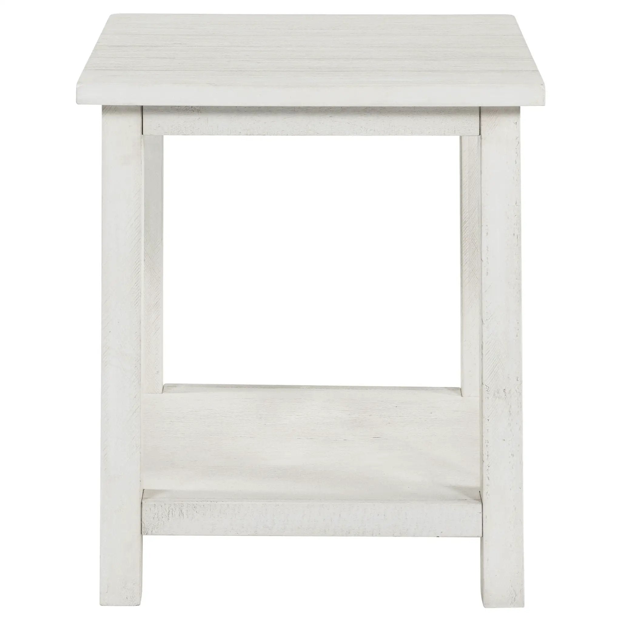 Payne Wood End Table with Shelf Distressed White by Unique Piece Furniture