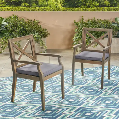 Perla Patio Dining Chair Set - 2 Pieces with Cushions by HouseOfZazla