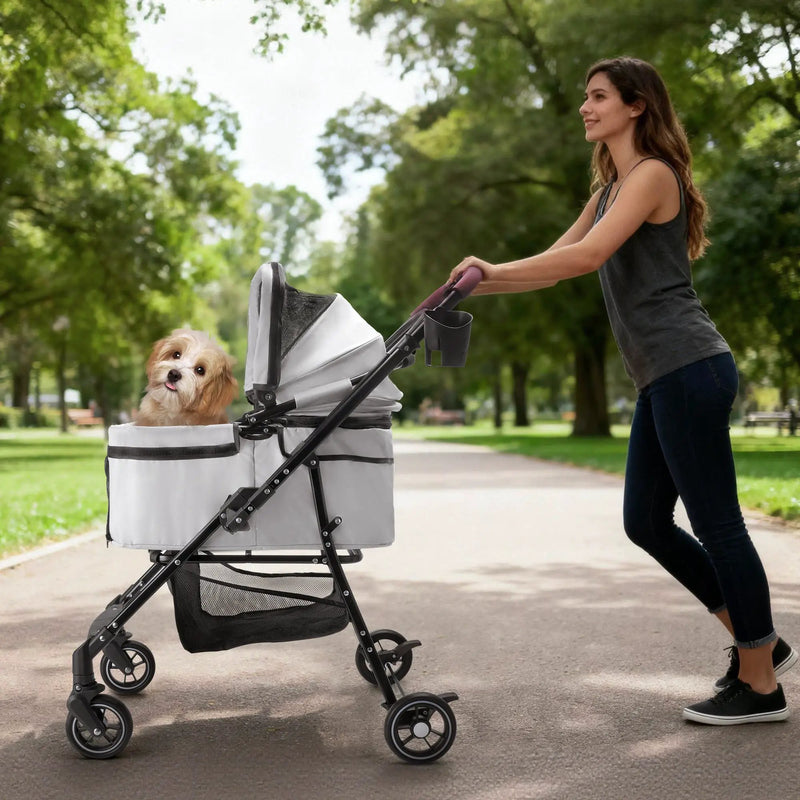 4-Wheel Foldable Pet Stroller for Dogs and Cats by HouseOfZazla