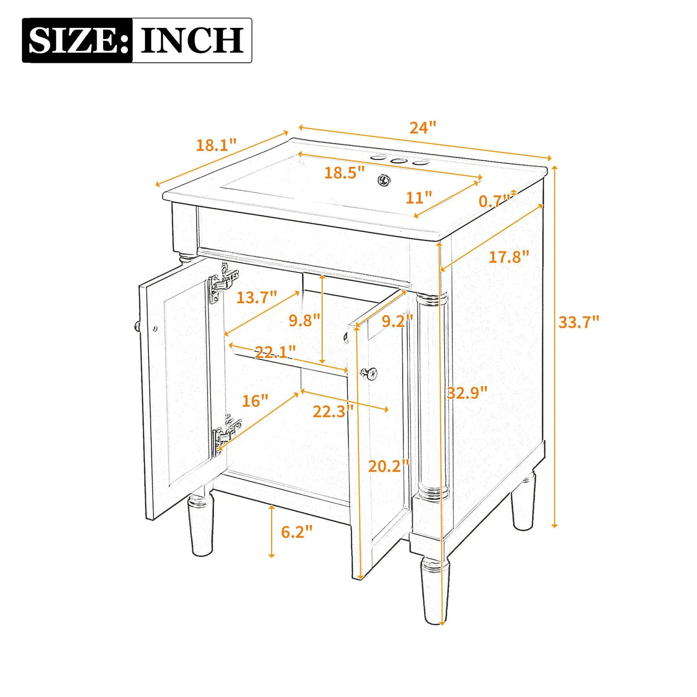 Bathroom Vanity With Top Sink, 2 Tier Storage Cabinet by HouseOfZazla