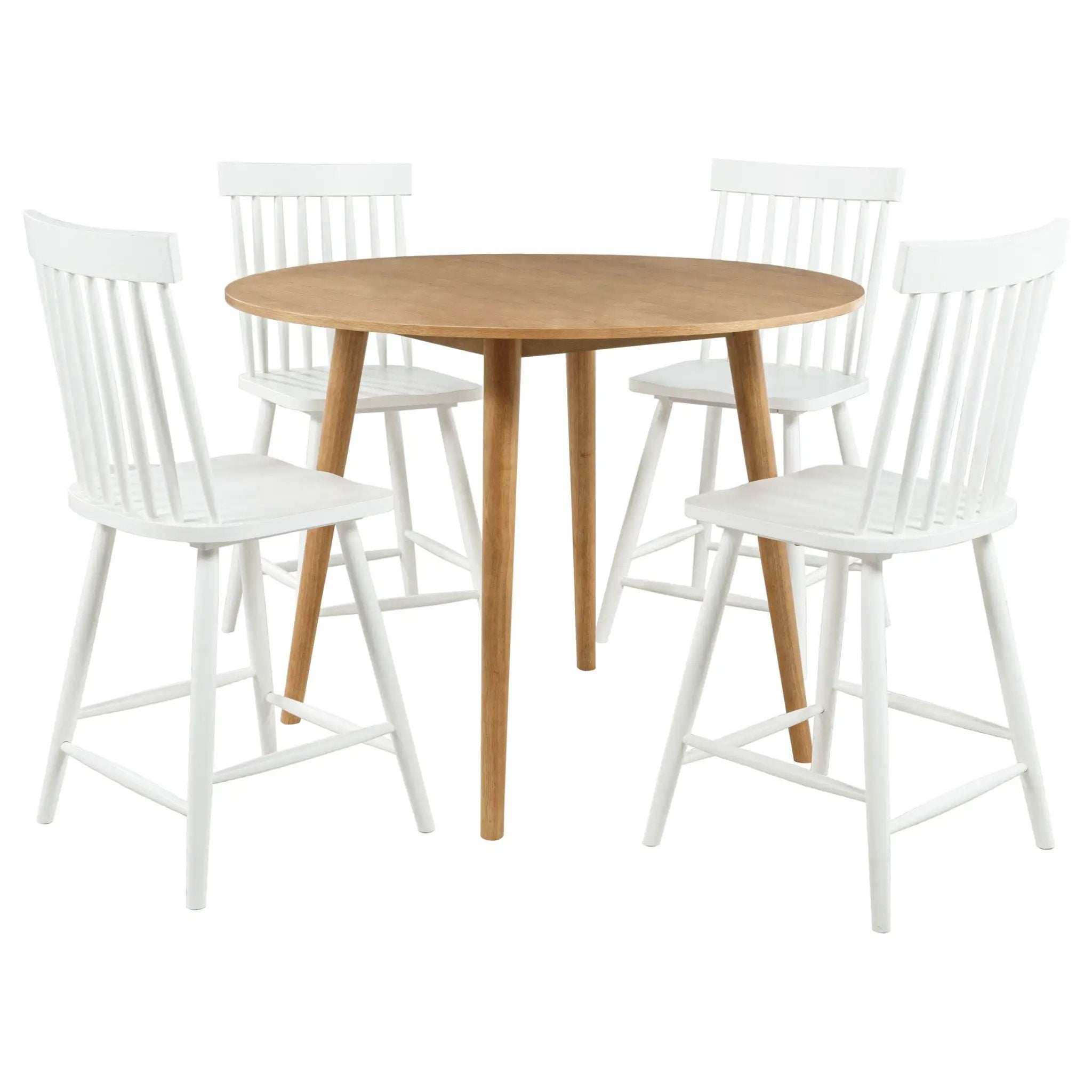 Andrews 5-piece Round Counter Dining Set Light Ash and White by Unique Piece Furniture