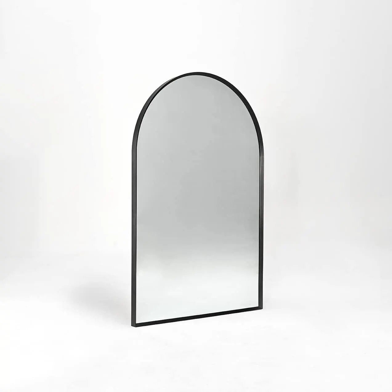 24x36 Inch Black Metal Framed Arched Bathroom Mirror by HouseOfZazla