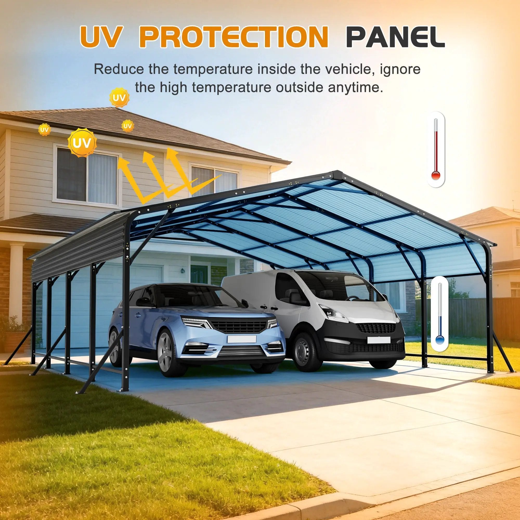 20'x20' Galvanized Steel Carport Canopy by HouseOfZazla