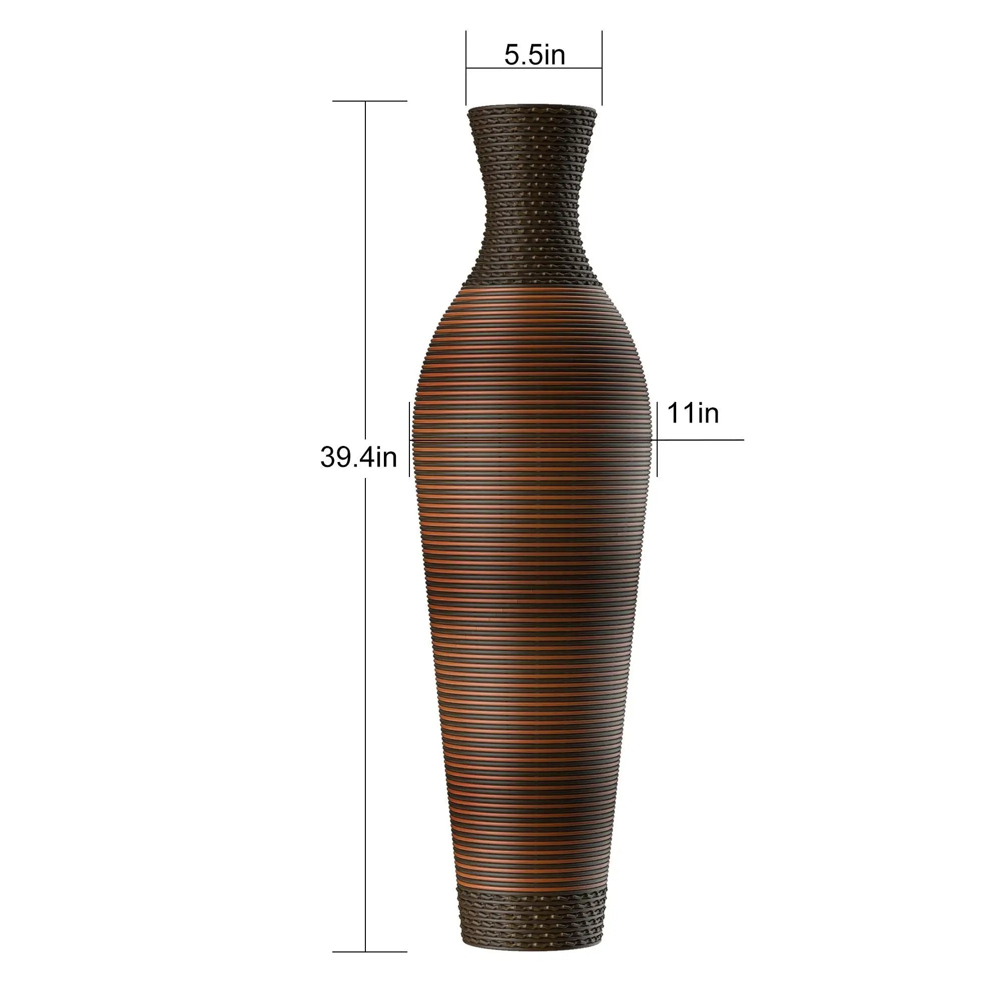 Tall Standing Designer Floor Vases With Elegant 2 Tone Finishes Ideal For Decorating Living Rooms, Bedrooms, Entryways Perfect For Decorating Your Home - Black / Gray by Unique Piece Furniture