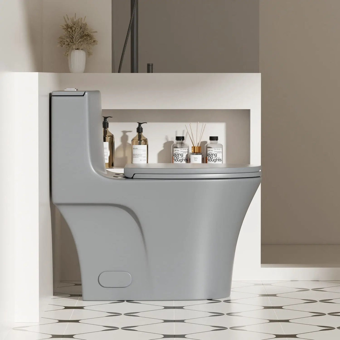 1 Piece Toilet With Dual Flush And Soft Closing Seat by HouseOfZazla