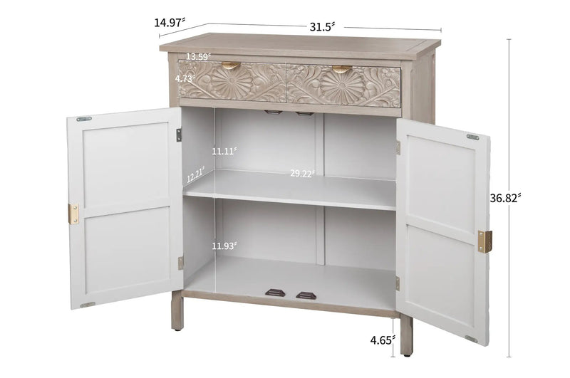 Hand-Carved Accent Cabinet with Drawer and Doors by HouseOfZazla