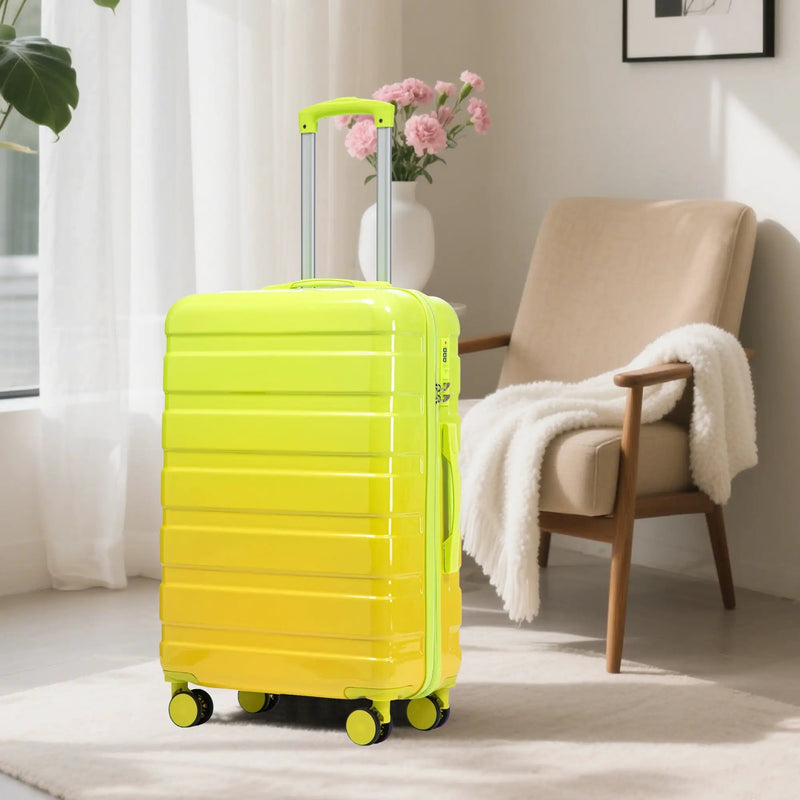 20'/24'/28' 3-Piece PC Spinner Wheel Luggage Set (Yellow+Green) by HouseOfZazla
