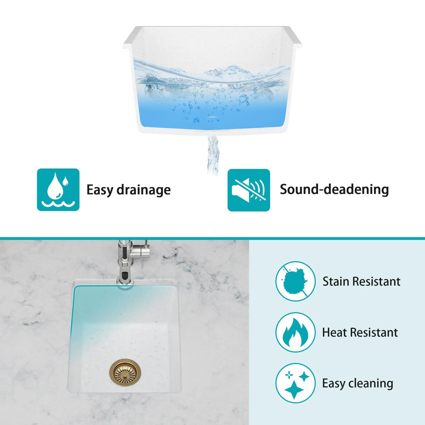 Quartz Composite Undermount Single Bowl Kitchen Sink by HouseOfZazla