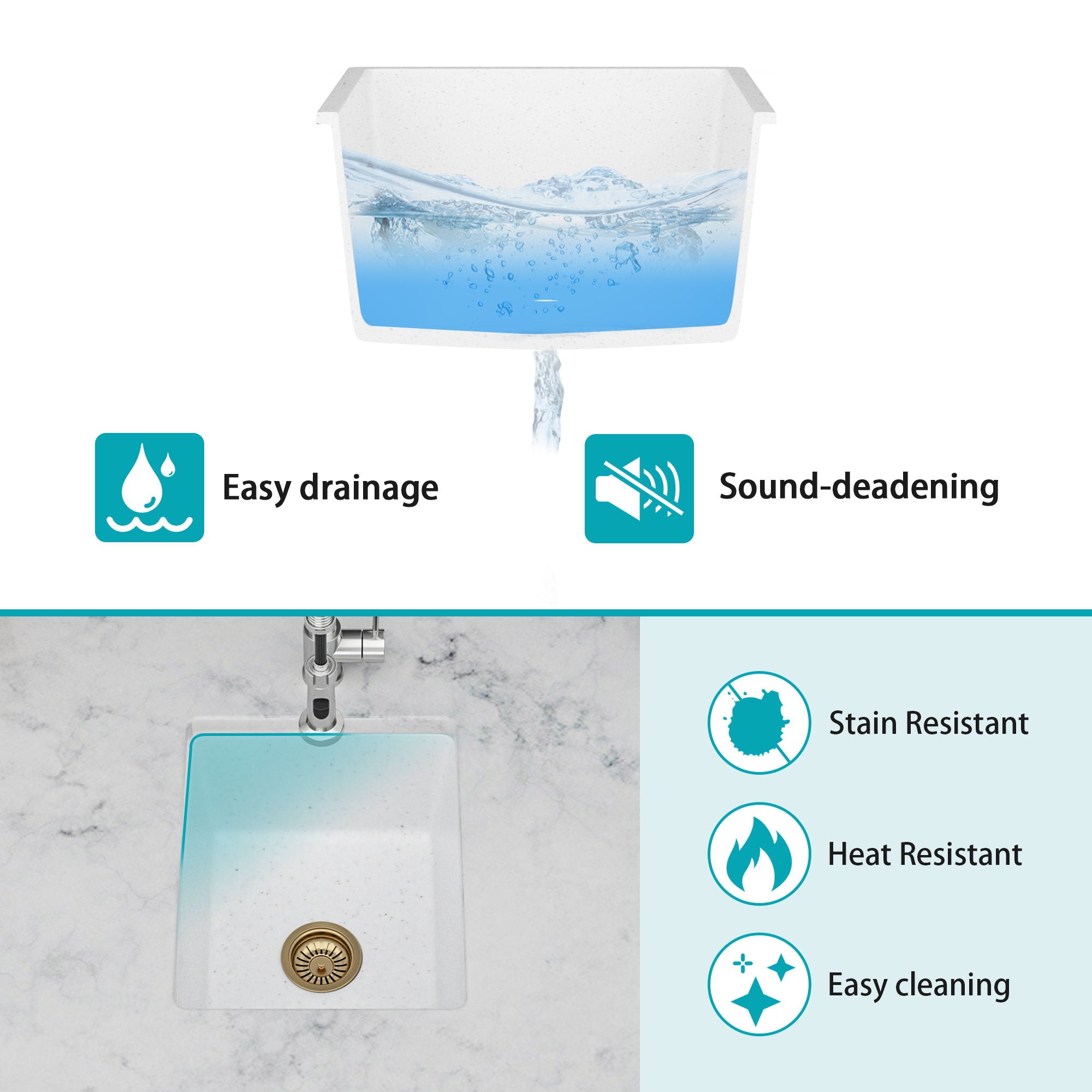 Quartz Composite Undermount Single Bowl Kitchen Sink by HouseOfZazla