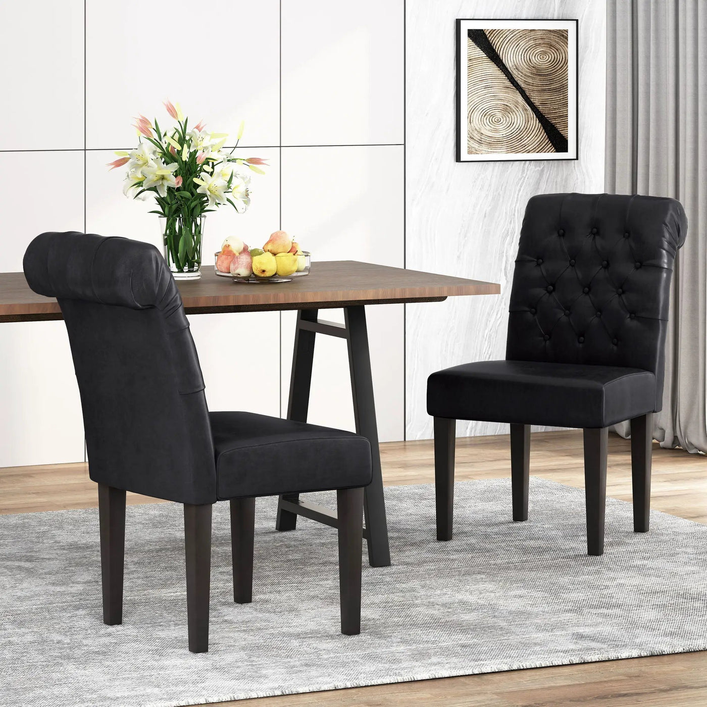 Broxton Tuft Dining Rolltop Chairs With Button Tufted Backrest (Set of 2) by HouseOfZazla