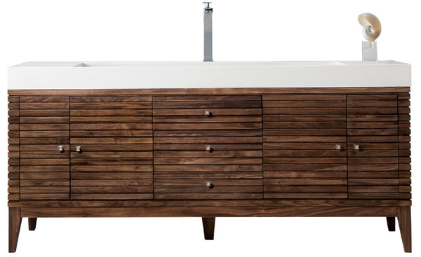 James Martin Linear 72" Single Bathroom Vanity, Mid-Century Walnut