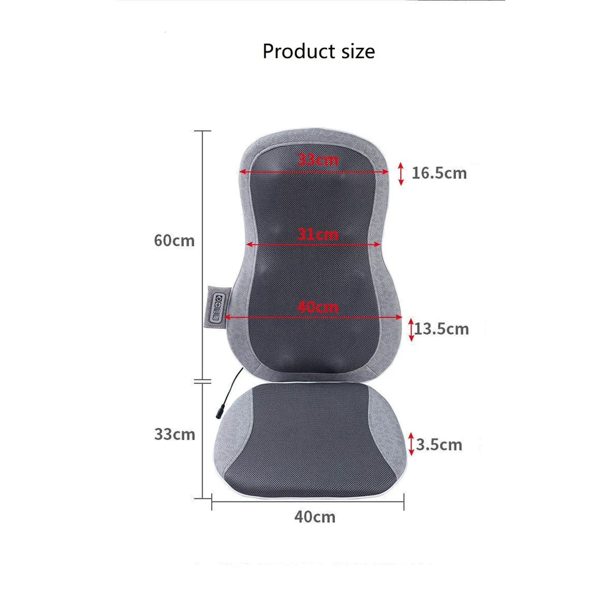 Therapeutic Shiatsu Massage Cushion With Heat Function, Polypropylene - Gray by HouseOfZazla