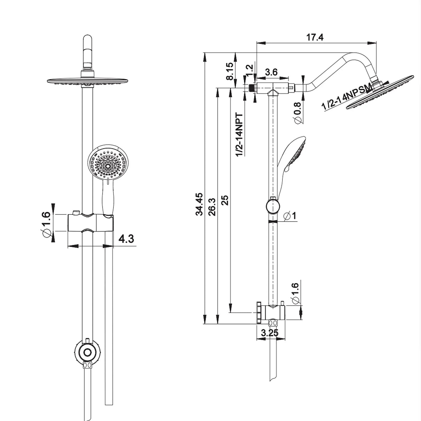Shower System With 5 Function Rain Hand Shower And Slide Bar Combo by HouseOfZazla