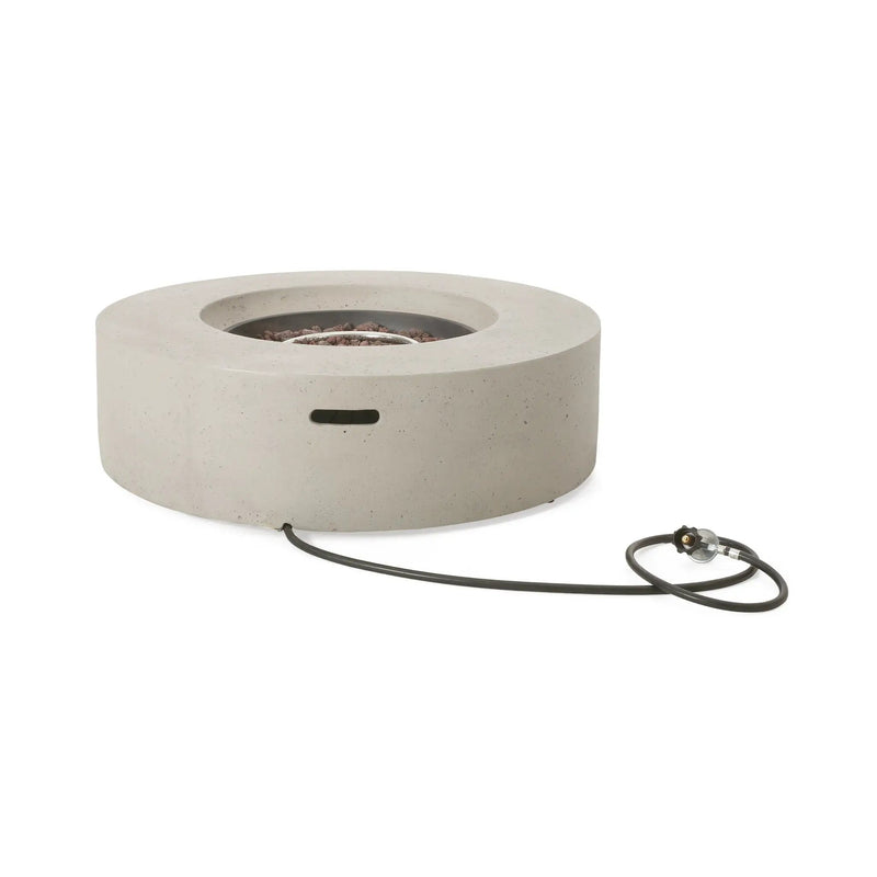 Modern Lightweight Concrete Outdoor Circular Fire Pit 50,000 BTU by HouseOfZazla