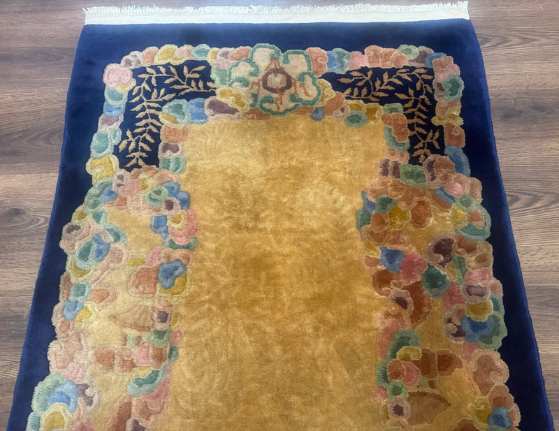 Chinese Wool Rug 3x5, Vintage Carpet, Handmade by Jewel Rugs