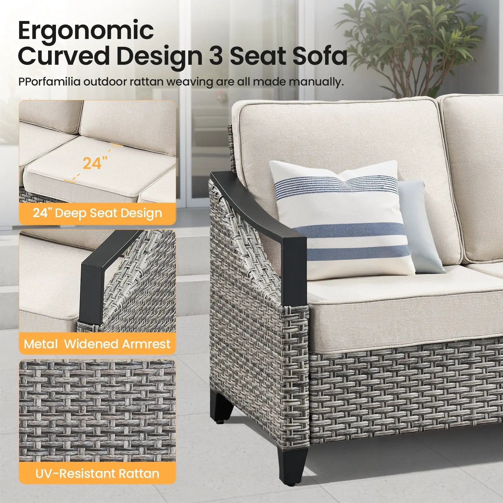 73.4" Wide Outdoor Wicker Sofa by HouseOfZazla