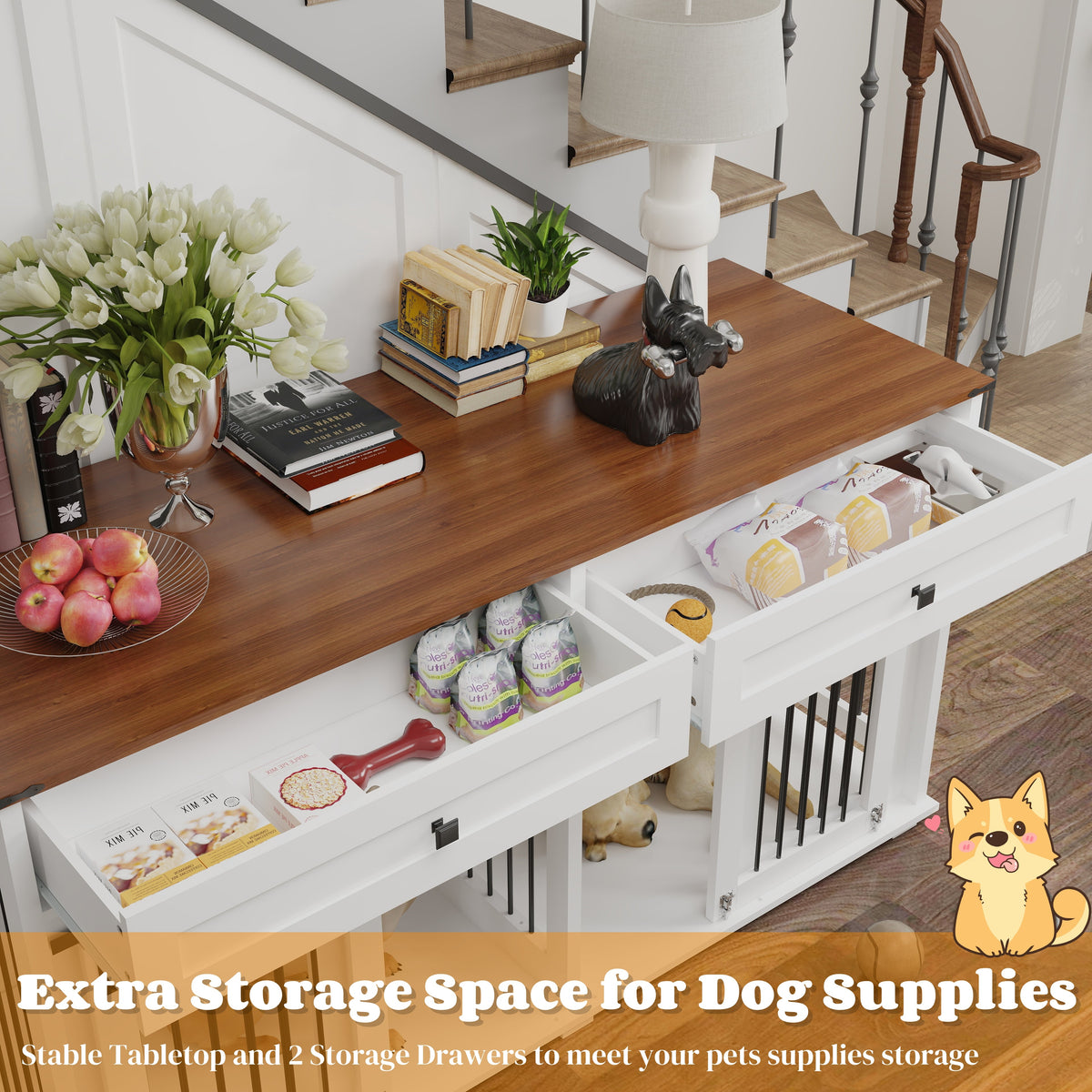 63'' Large Dog Crate Furniture for Double Dog, photo 5 of 10