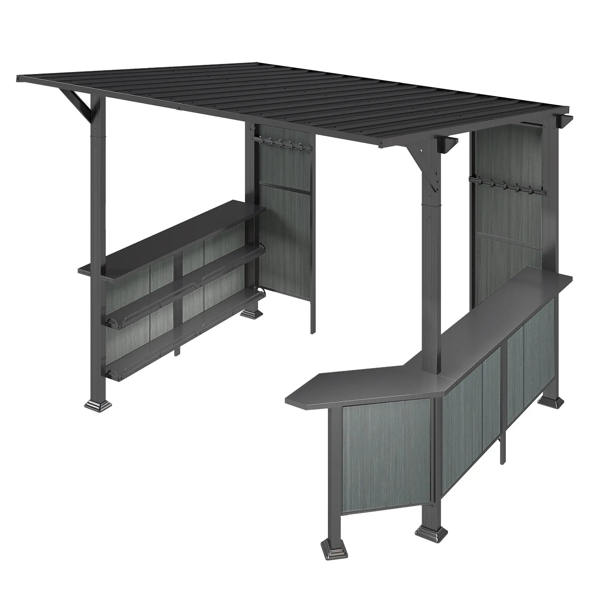 9X10FT Hardtop Grill Gazebo with Storage Shelves and Expansion Platform by HouseOfZazla
