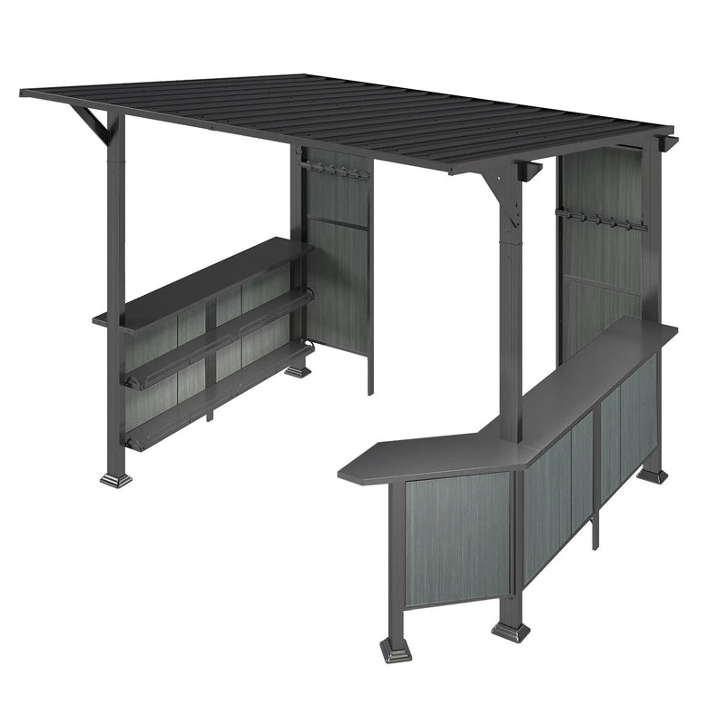 9X10FT Hardtop Grill Gazebo with Storage Shelves and Expansion Platform by HouseOfZazla
