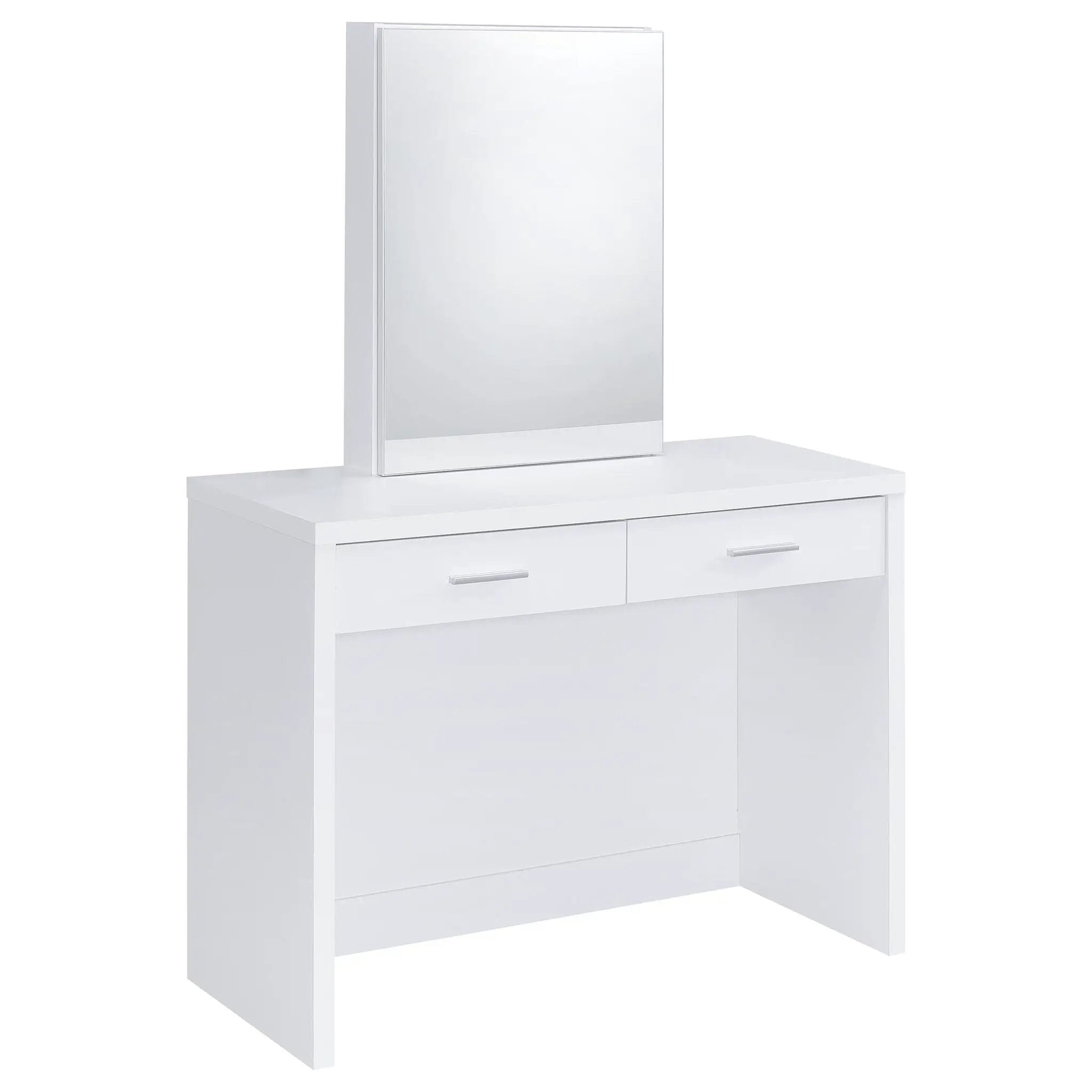 Bunbury Makeup Vanity Table Set Storage Mirror and Stool White by Unique Piece Furniture