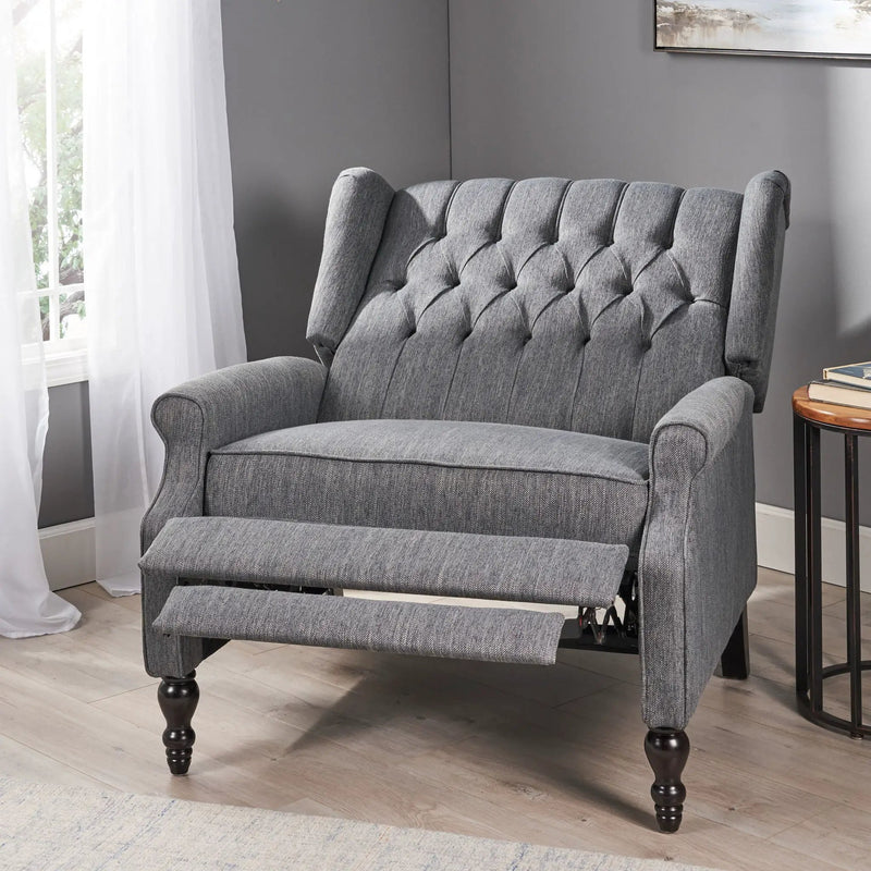 Dunham Contemporary Fabric Tufted Oversized Pushback Recliner by HouseOfZazla