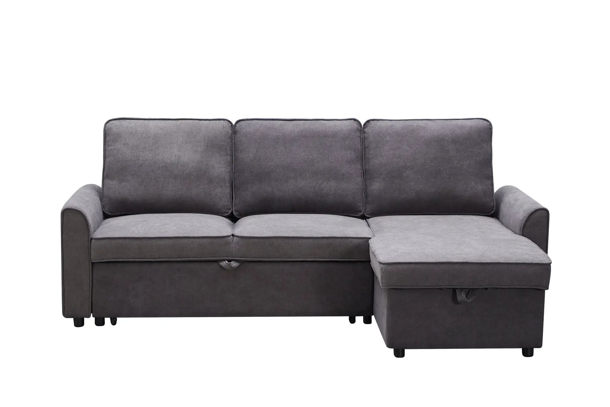 Modern Modular L-Shaped Sofa Bed with Chaise Dark Grey Linen by HouseOfZazla