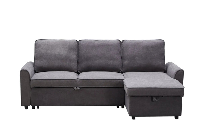 Modern Modular L-Shaped Sofa Bed with Chaise Dark Grey Linen by HouseOfZazla