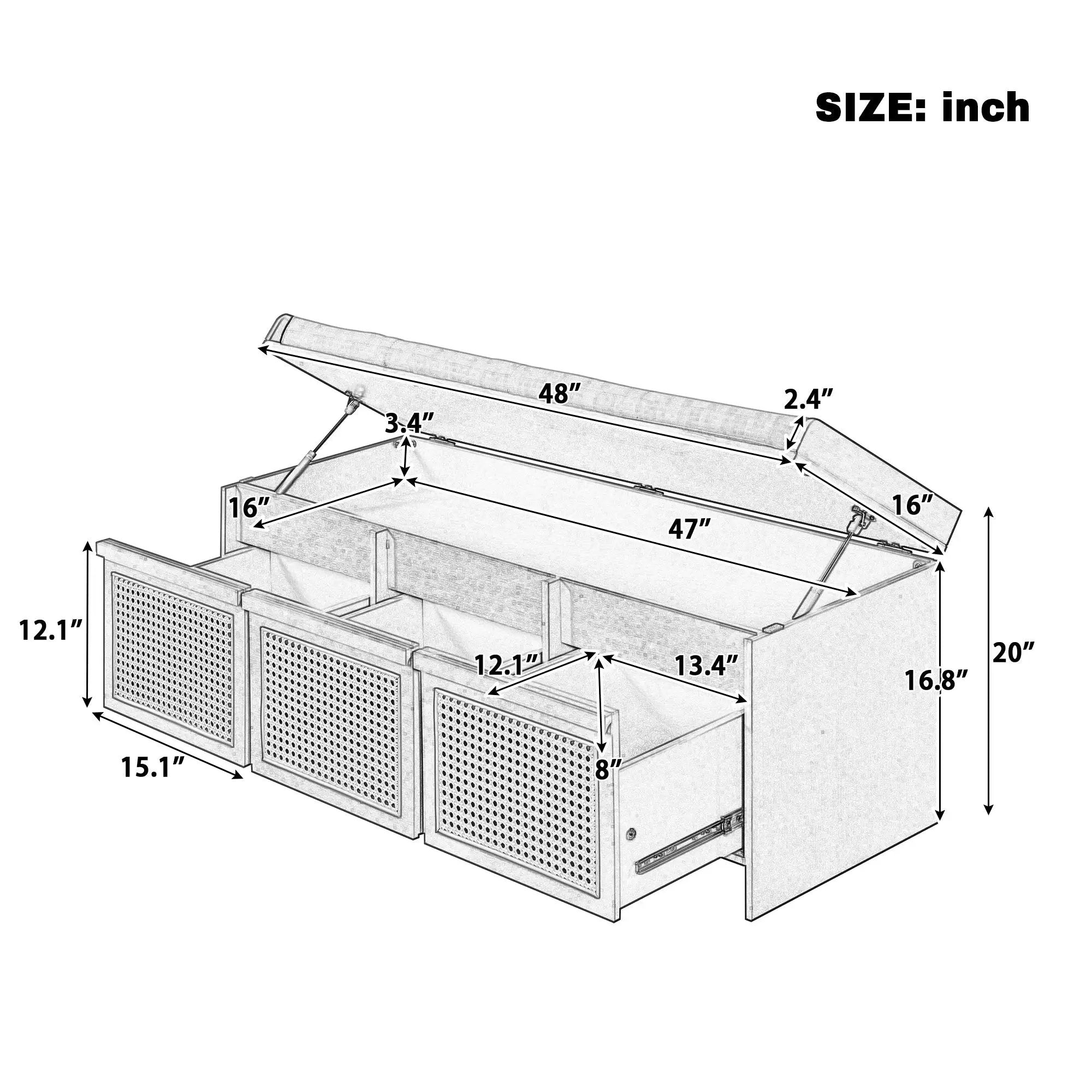 TREXM 48" Entryway Shoe Bench by HouseOfZazla