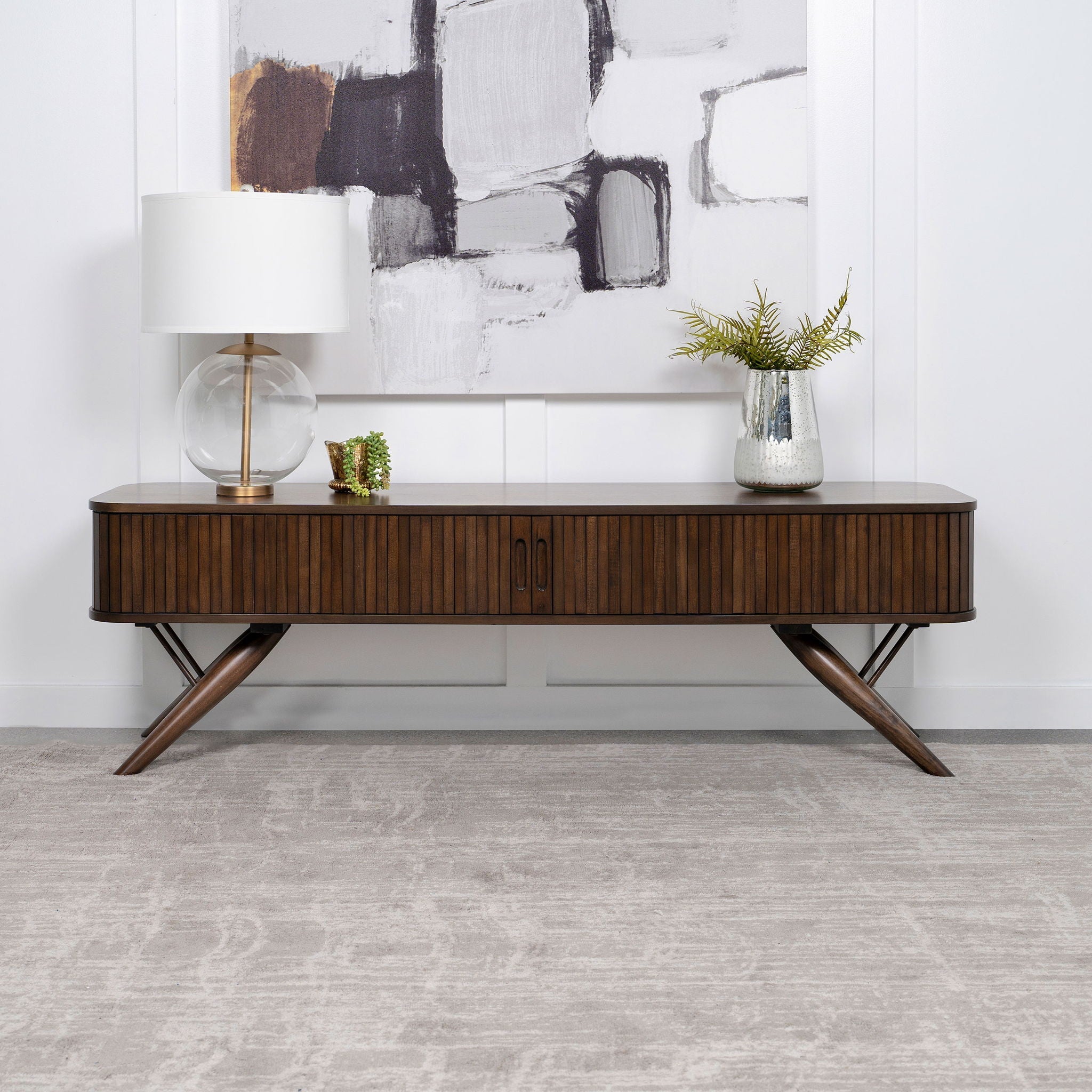 Stewart - TV Stand With Sliding Doors - Walnut by HouseOfZazla