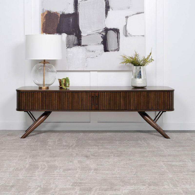 Stewart - TV Stand With Sliding Doors - Walnut by HouseOfZazla