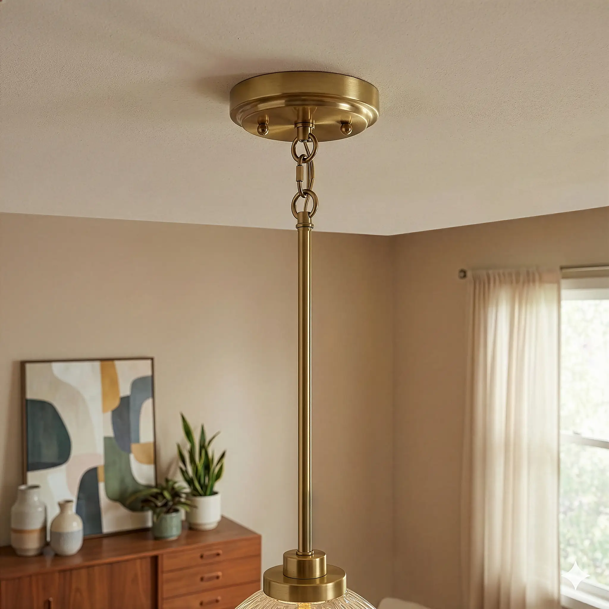 Zen Five Pendant Chain Hanging Light with Clear Glass - Satin by HouseOfZazla