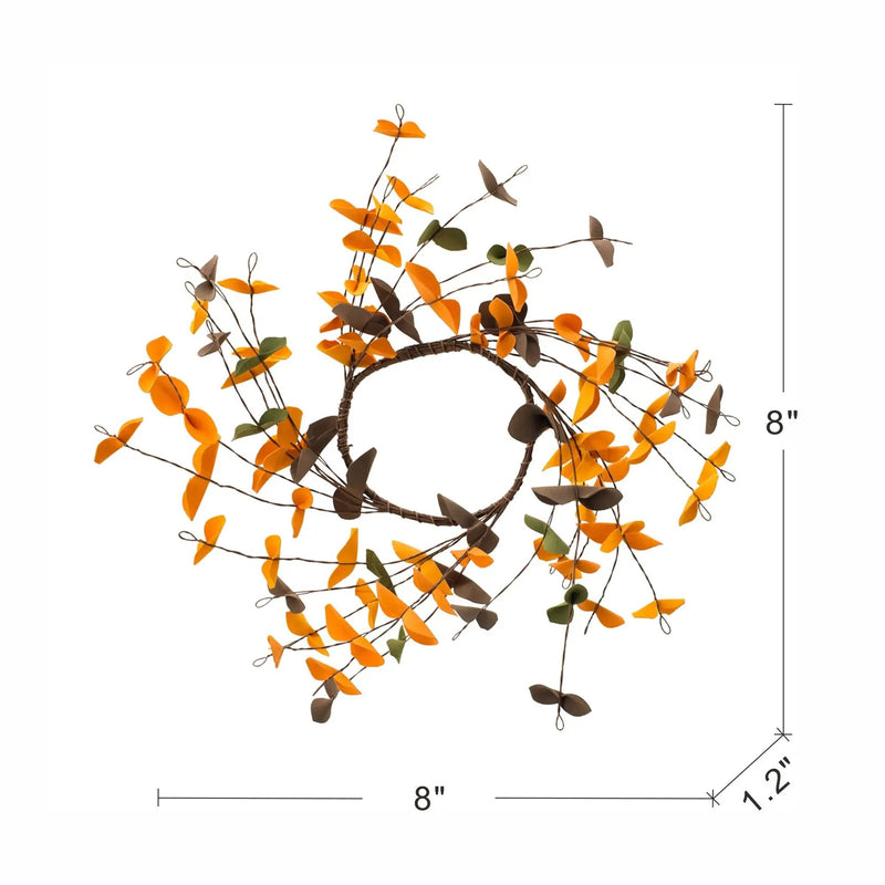 Fall Leaves Wreath, Botanicals Decor For Harvest Festival Fall Festival & Thanksgiving Table Decorations (Set of 12) - Orange Multi by Unique Piece Furniture