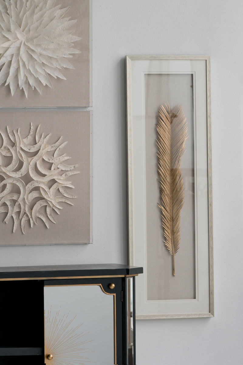 Leaf Framed Wall Art with Vintage Design - Gold, photo 3 of 6