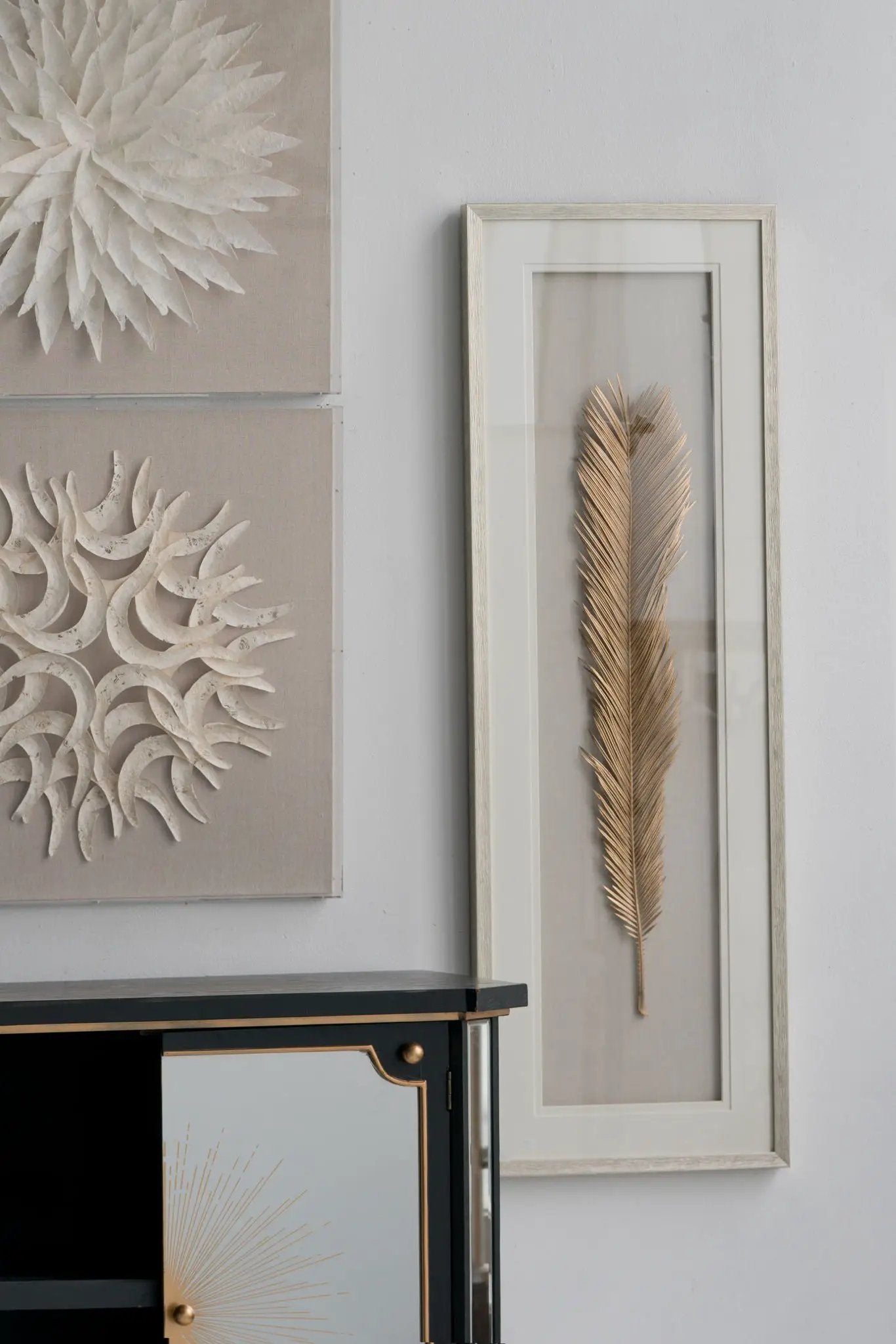 Leaf Framed Wall Art, Wall Decor For Living Room Dining Room Office Bedroom - Gold by HouseOfZazla