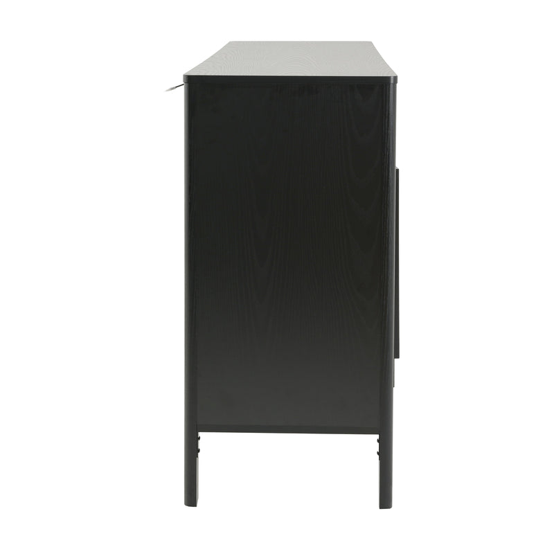 Black Sideboard with Storage - Modern MDF Credenza - Black, photo 8 of 10