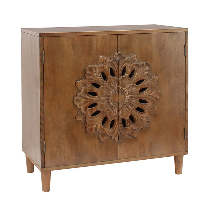 Rustic Hand-Carved Wooden 2-Door Cabinet by HouseOfZazla