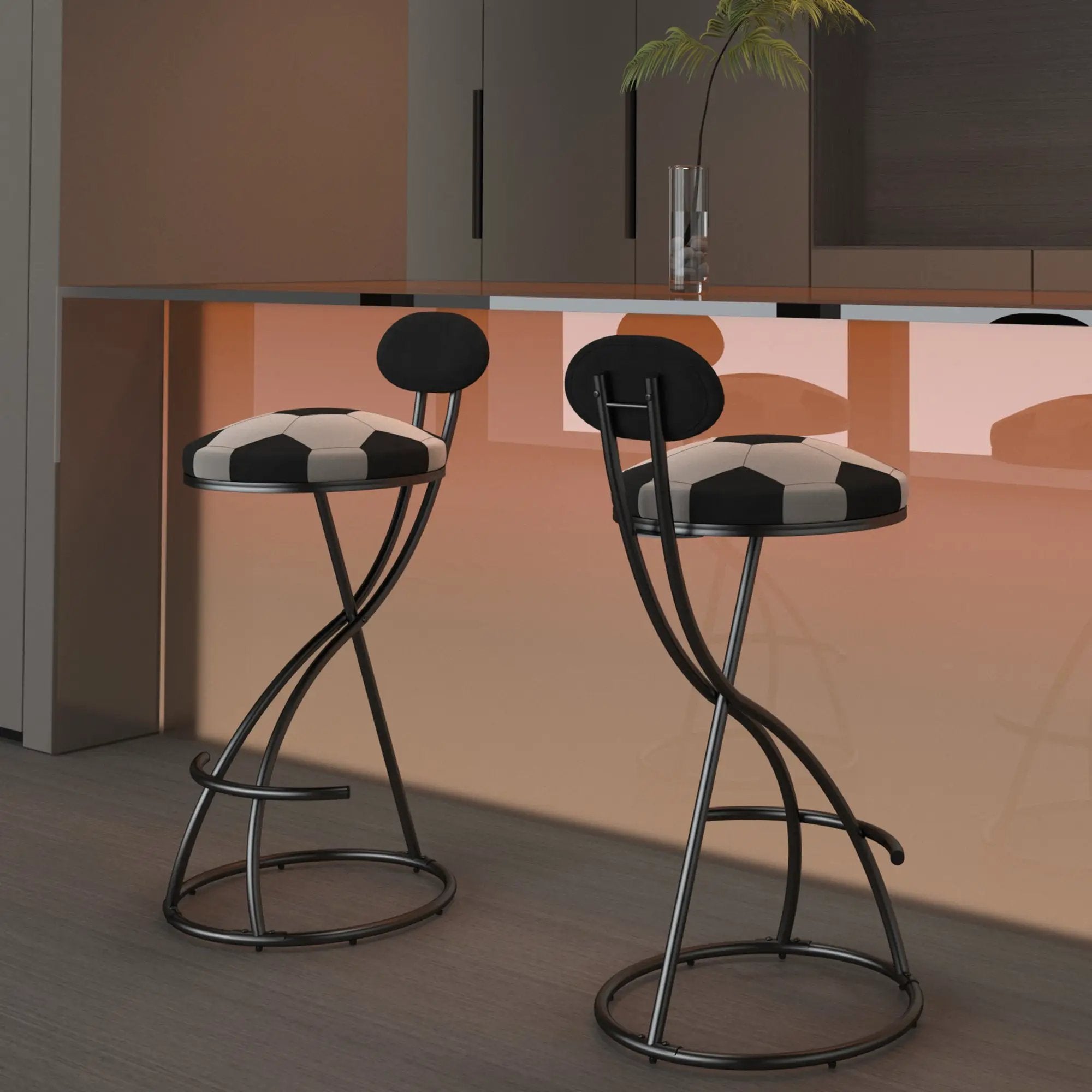 Upholstered S-shaped Barstools Set of 2 by HouseOfZazla