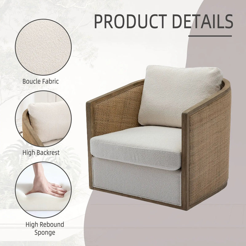 Barrel, Comfy Round Accent Sofa Chair With 360 Degree Swivel, Leisure Arm by Unique Piece Furniture