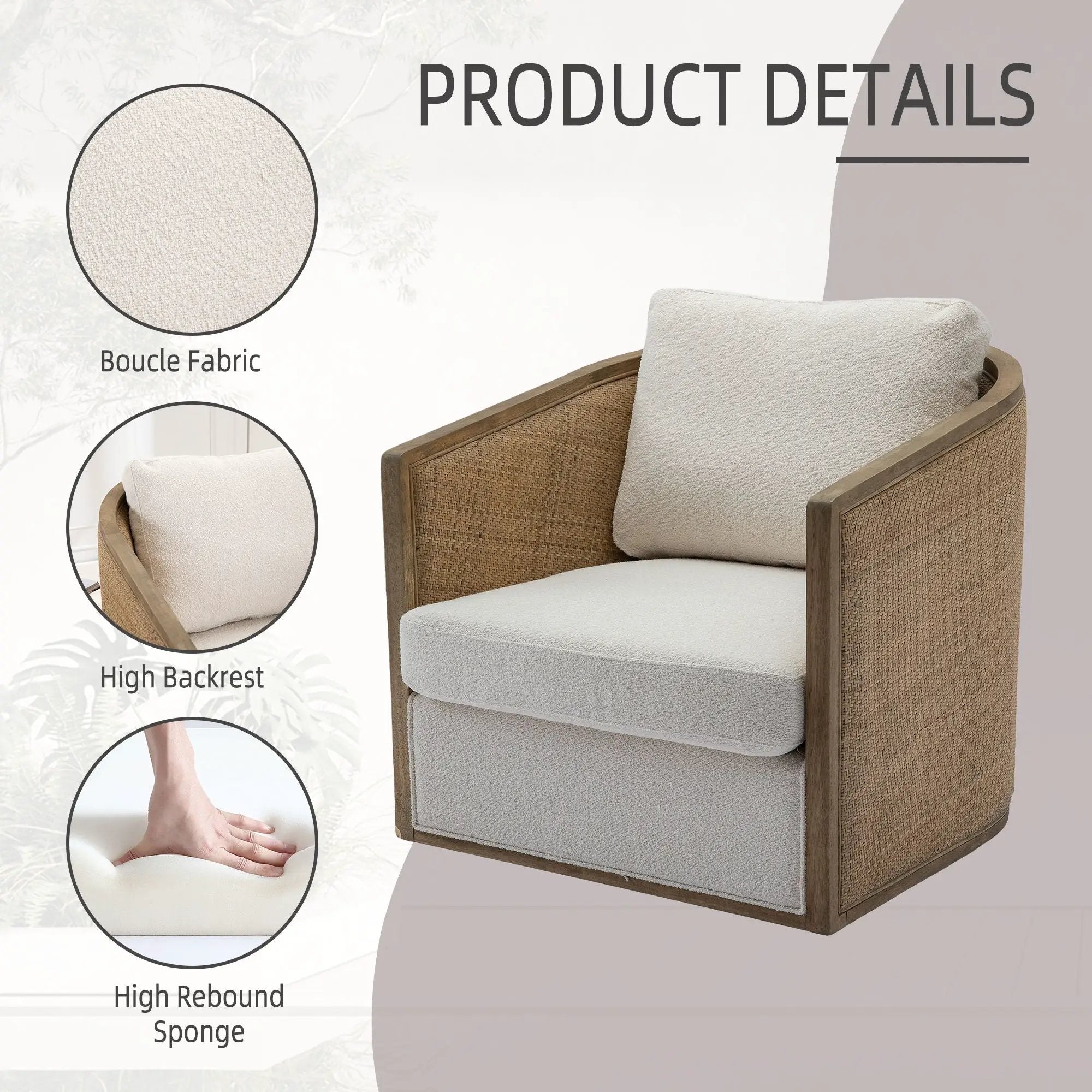 Barrel, Comfy Round Accent Sofa Chair With 360 Degree Swivel, Leisure Arm by HouseOfZazla