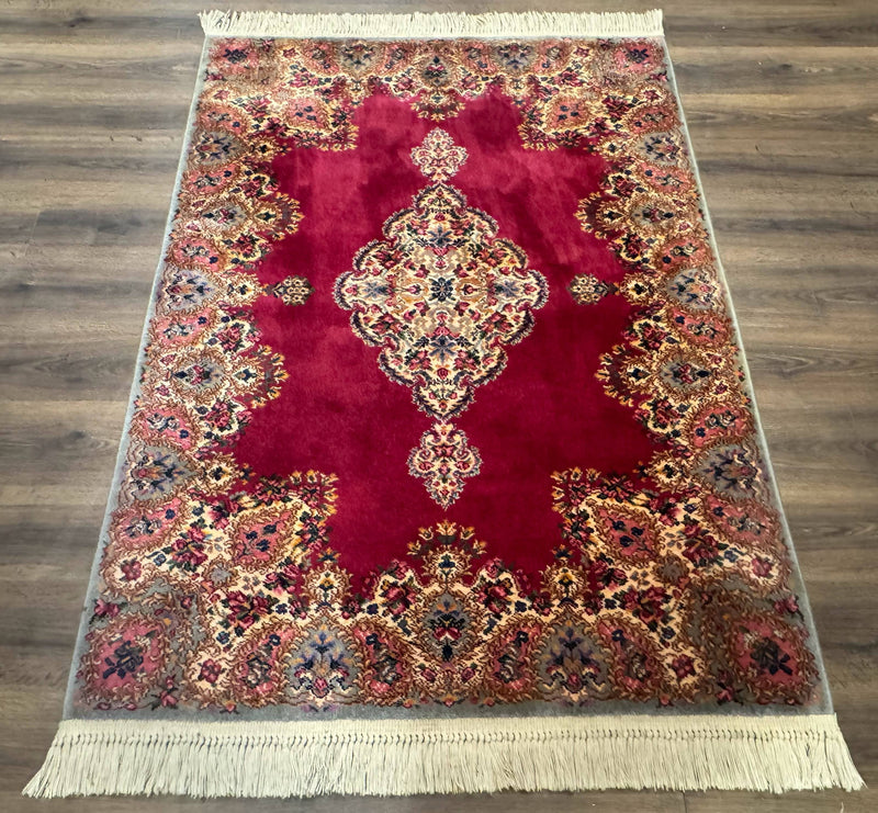 Karastan Rug 4x6 Red Medallion Kirman #762, Wool Vintage Original 700 Series by Jewel Rugs