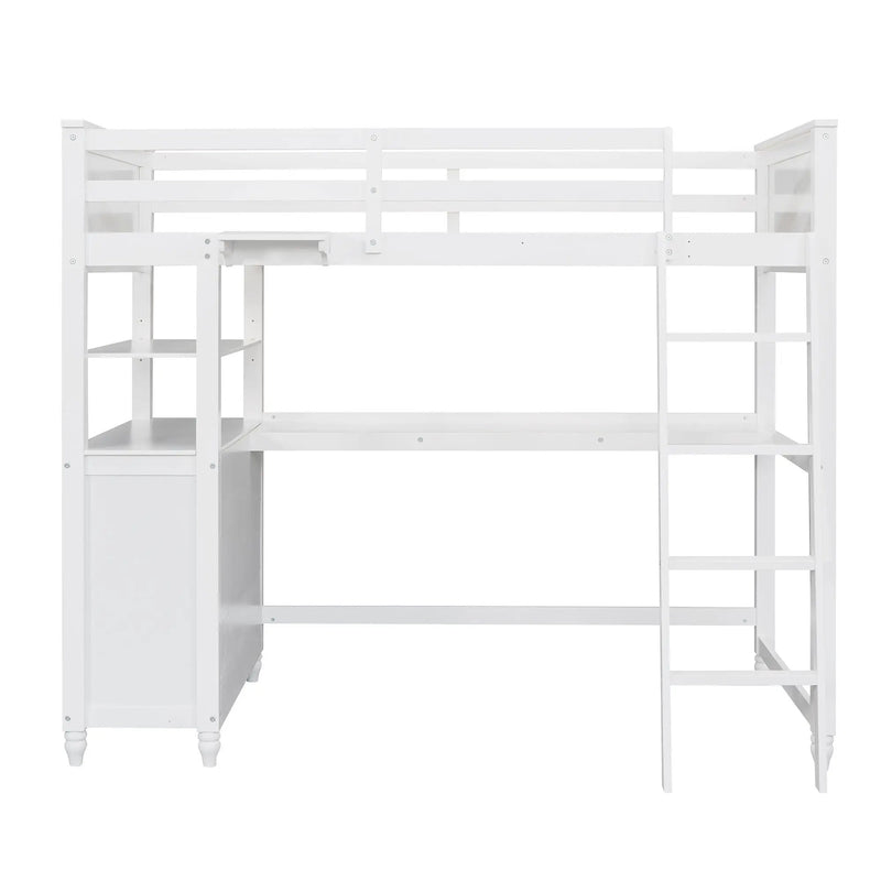 Loft Bed With Drawers With Desk And Shelves by HouseOfZazla