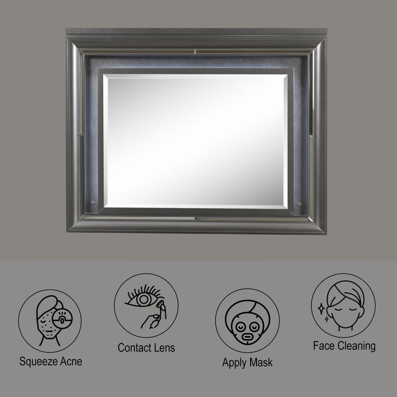 Sawyer Metallic Mirror with LED Lighting - Dark Gray, photo 3 of 4