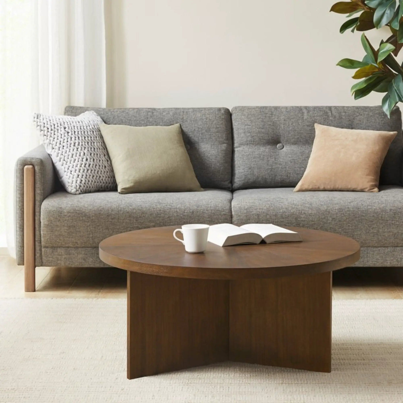 Round Coffee Table With Solid Veneer Top by HouseOfZazla