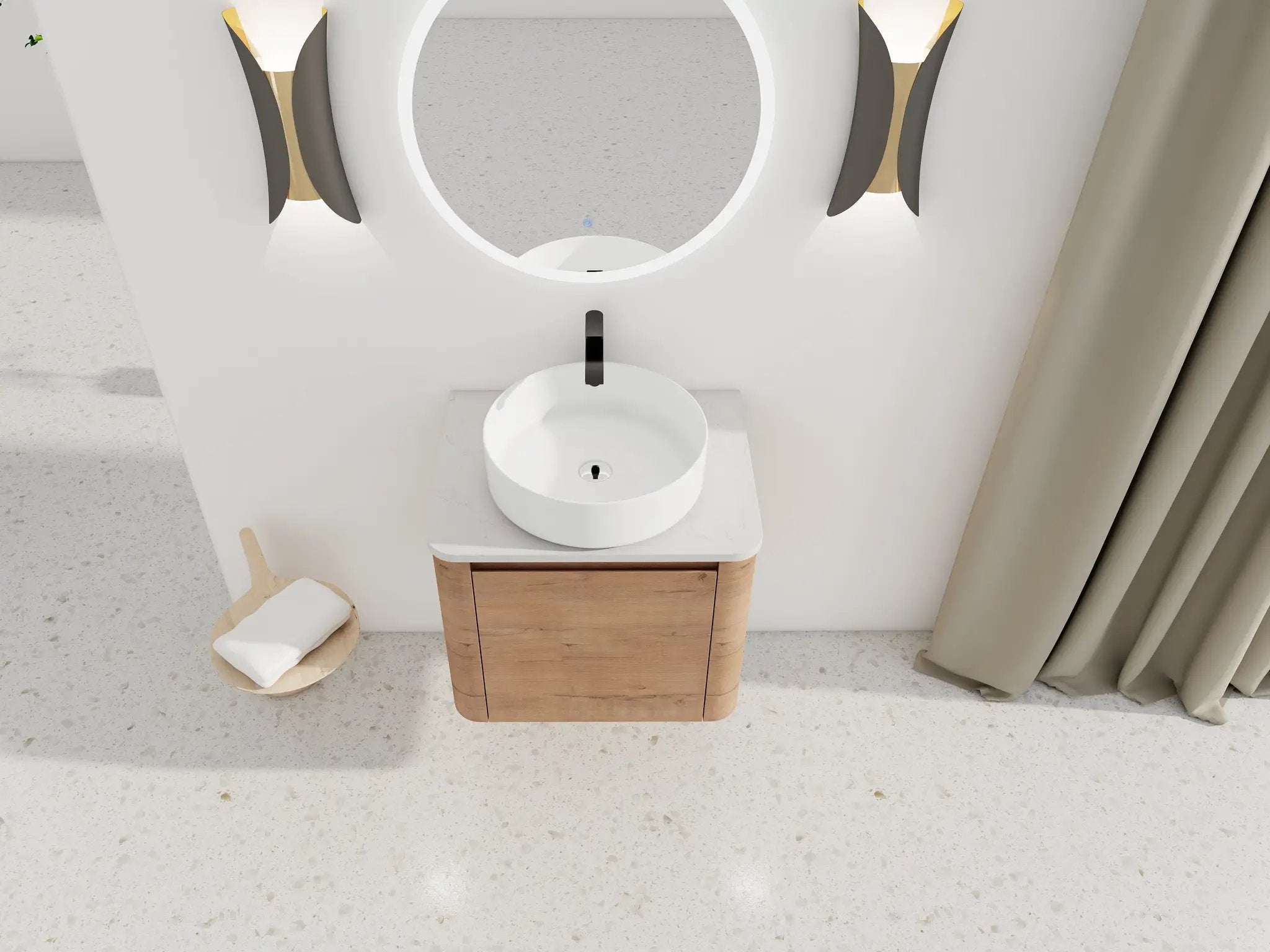 24" Wall-Mounted Bathroom Vanity With Ceramic Art Sink & Soft-Close Door by HouseOfZazla