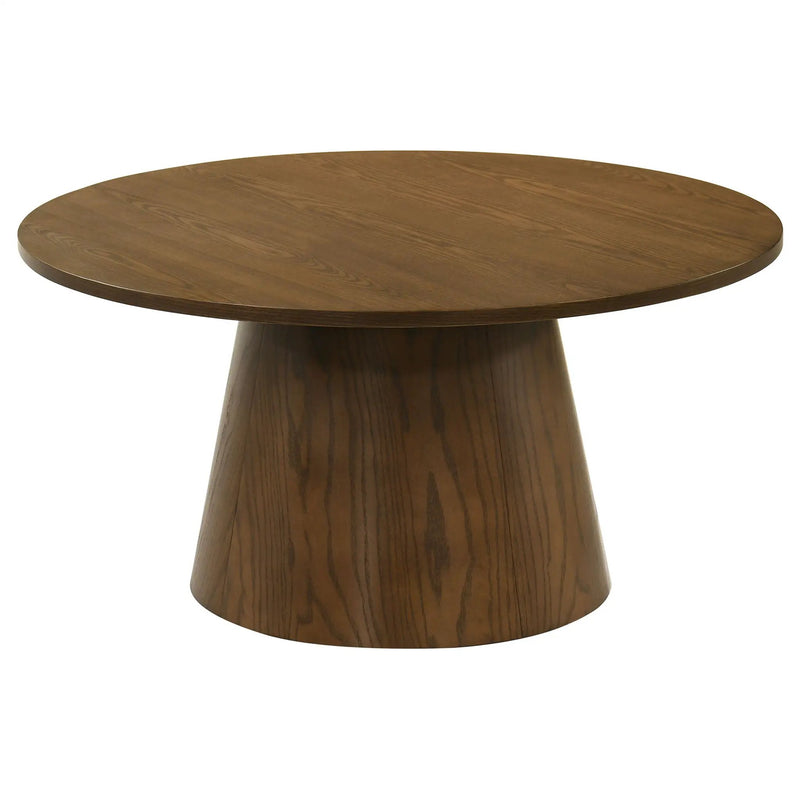 Franklin 36-inch Round Pedestal Coffee Table Dark Brown by Unique Piece Furniture