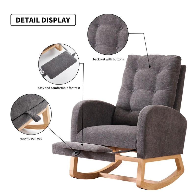 Accent Rocking Chair With Footrest, High Back by Unique Piece Furniture