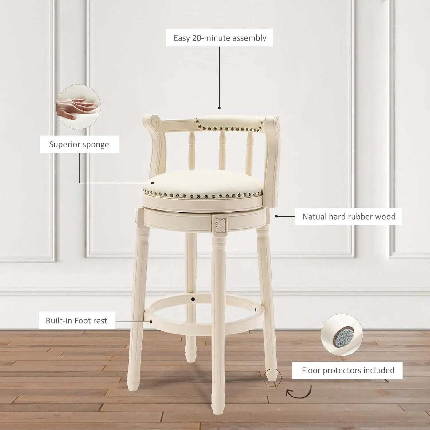 Wooden Bar Stool by Unique Piece Furniture