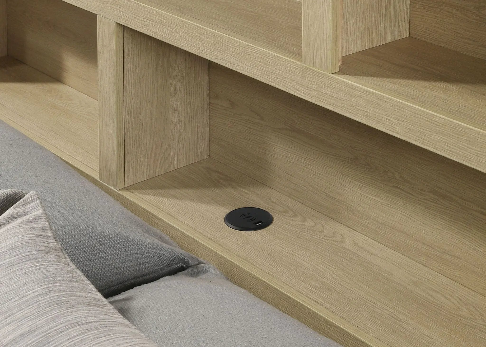 Hendricks Queen Bookcase Headboard Platform Bed Light Oak by Unique Piece Furniture